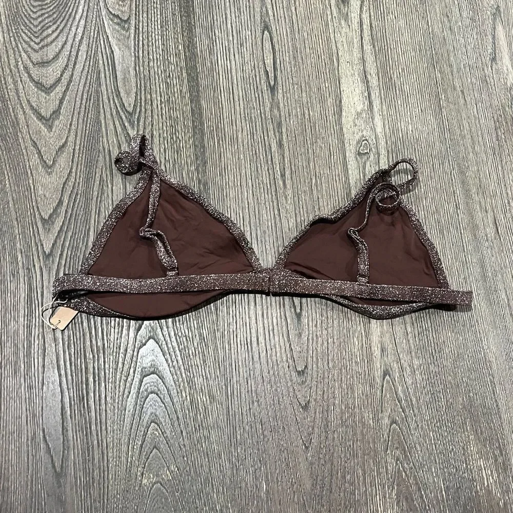 NWT Skims Gliter Swim Triangle Bikini Top Adjustable Straps Lined Cocoa Size 4X